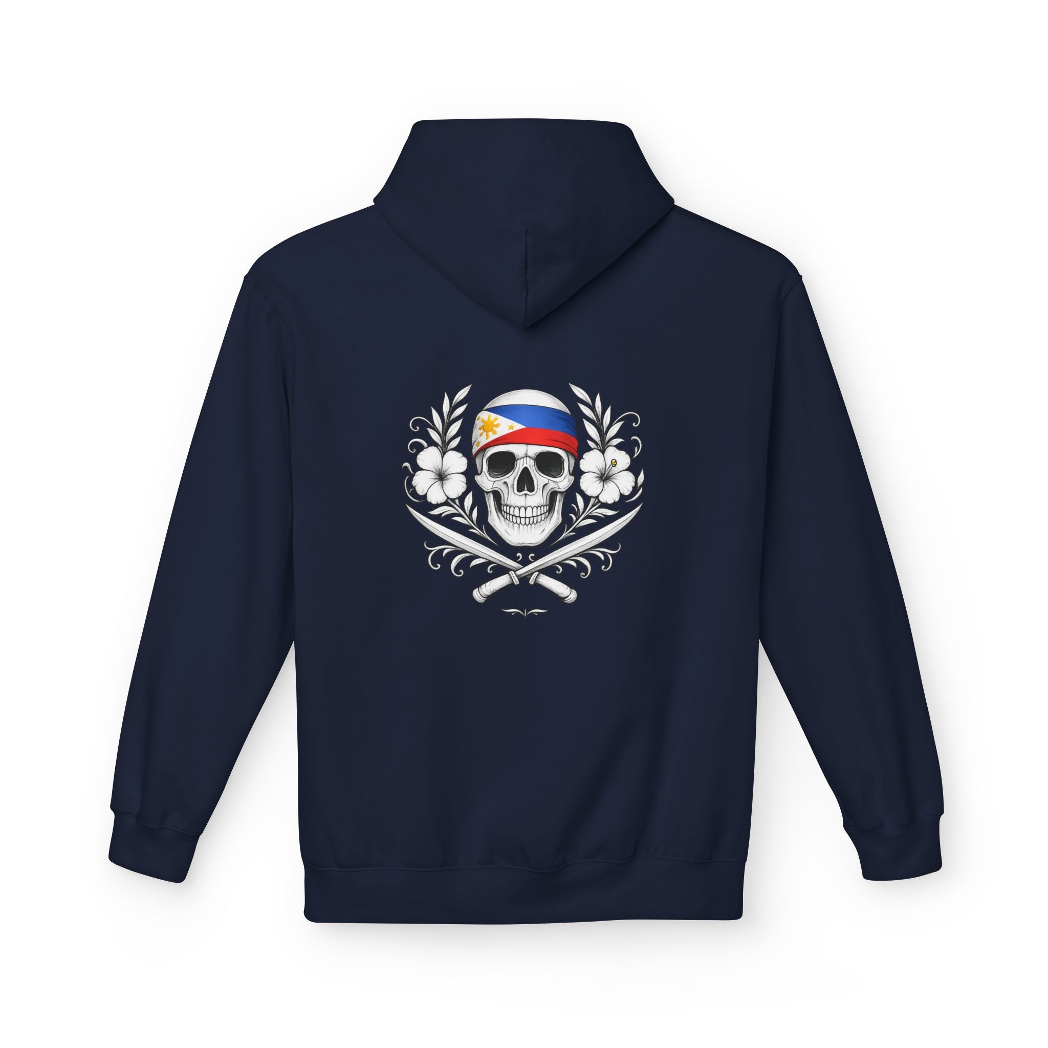 Philippine Flag Skull Hoodie Back | Filipino Heritage Streetwear | Sinawali