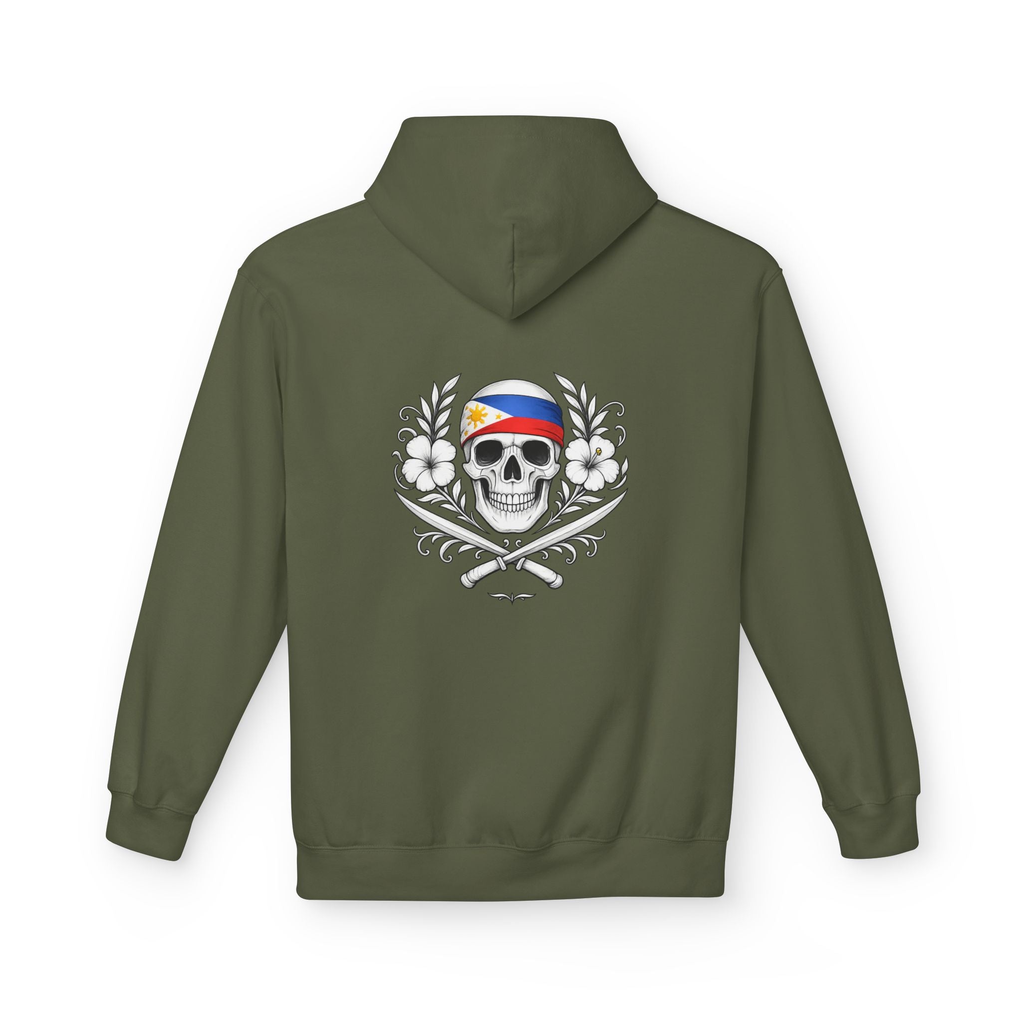 Philippine Flag Skull Hoodie Back | Filipino Heritage Streetwear | Sinawali