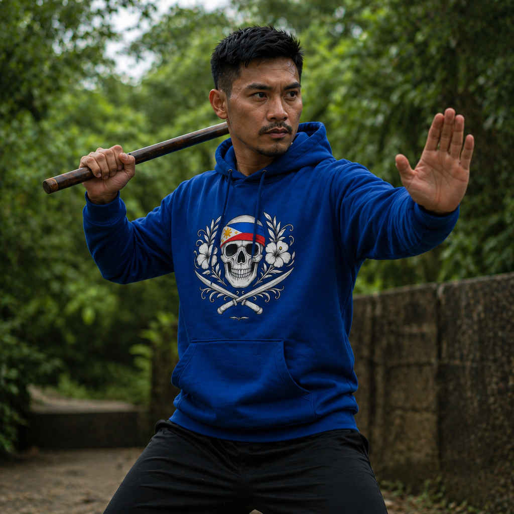 Philippine Flag Skull Hoodie Front | Filipino Heritage Streetwear | Sinawali